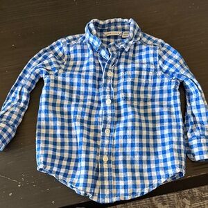 Janie and Jack Blue and White Checkered Button Down Shirt